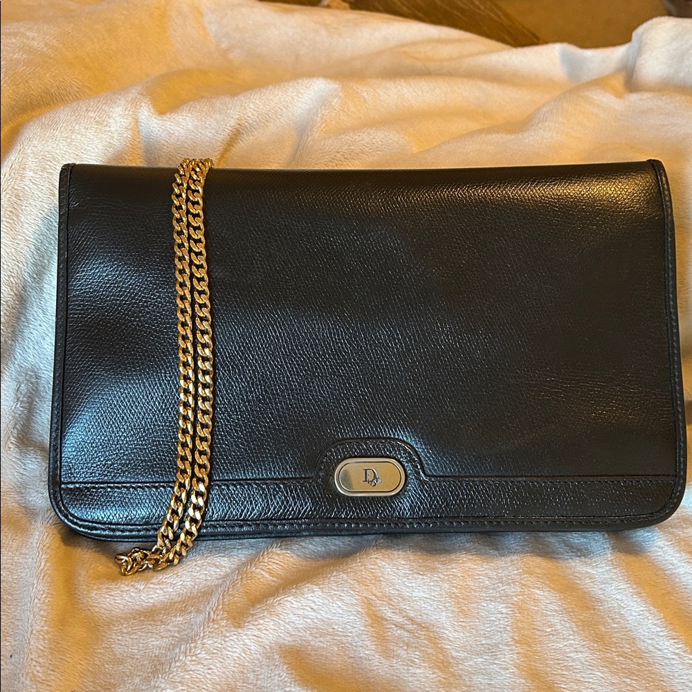 Dior Black Grain Leather Chain Crossbody Shoulder Bag - Picture 2 of 13